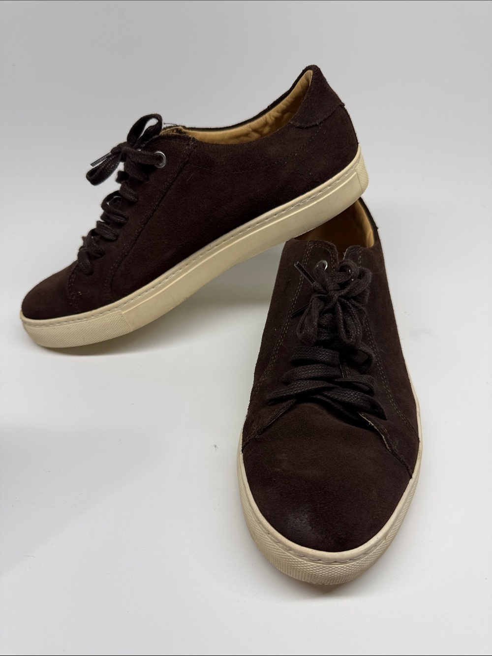 Suitsupply Brown Suede Low-Top Sneakers with Cream Sole